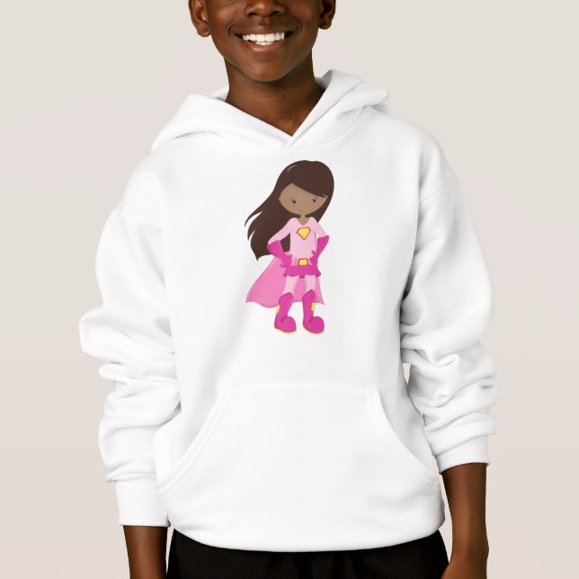 African American Girl, Pink Cape, Superheroína Gir (Frente)