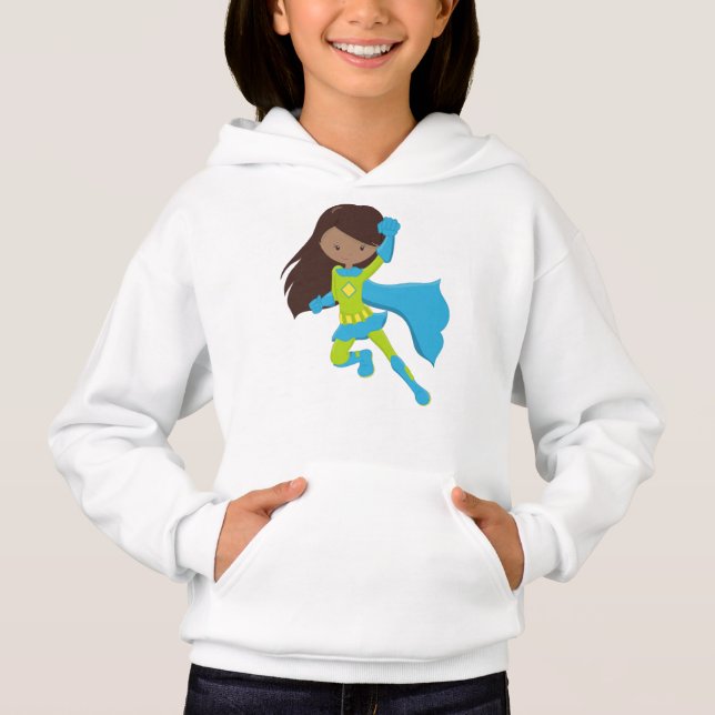 African American Girl, Super Herói Girl, Blue Cape (Frente)