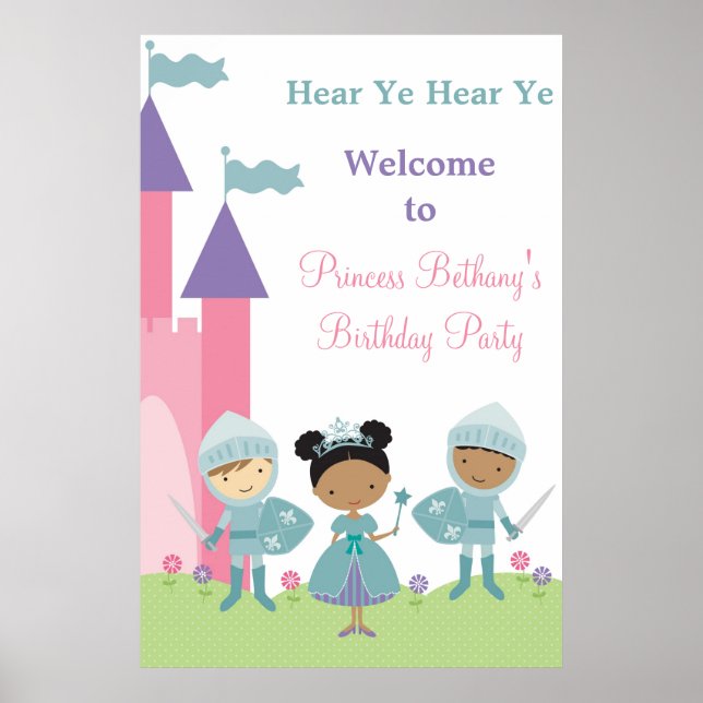 African American Princess and Knight Poster (Frente)