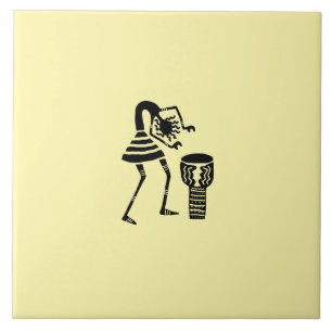 African Art Cute Silhouette Music Girl
