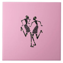 African Art Silhouette Dancers Modern Pink