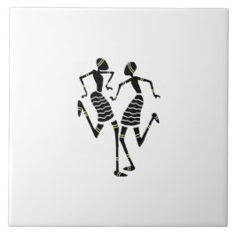 African Art Silhouette Dancers White