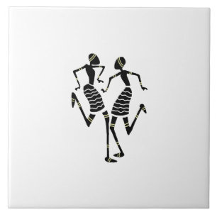 African Art Silhouette Dancers White