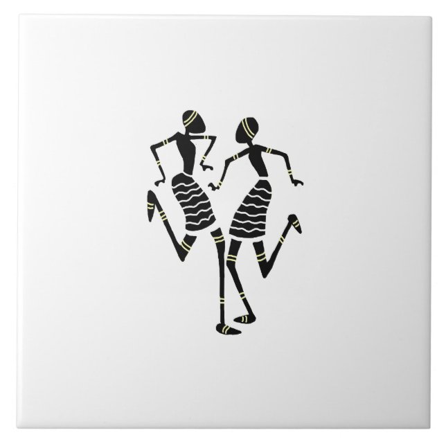 African Art Silhouette Dancers White (Frente)