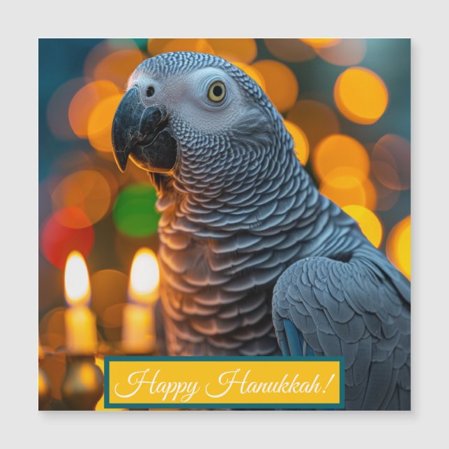 African Grey Parrot Hanukkah Card  (Frente)