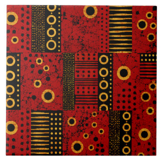 African Red Sunburst Tribal Remendo Decorativo