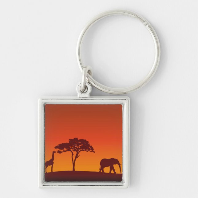 African Safari Silhouette - Chaveiro (Frente)