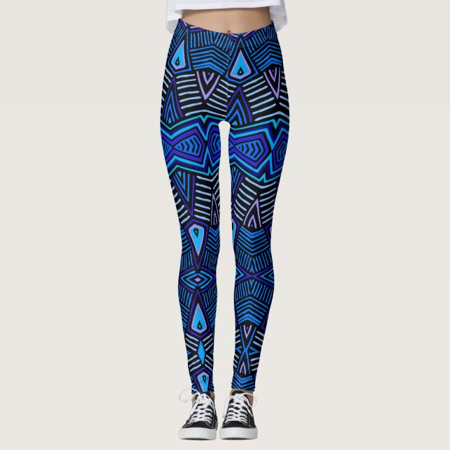 African Tribal Leggings - Blue (Frente)
