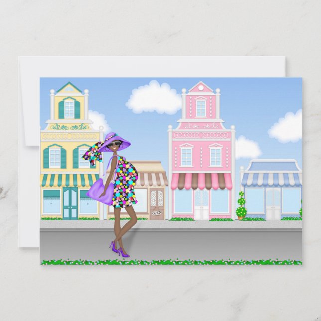 Afro-Americana Convite à Mãe Chá de fraldas (Frente)