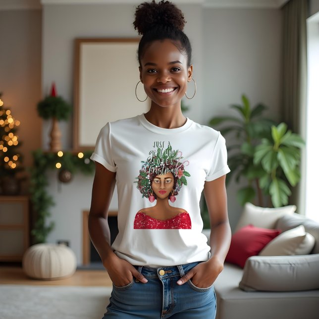 Afro-Americano Apenas Uma Menina Que Ama O Natal (African American Just A Girl Who Love Christmas Tri-Blend Shirt)