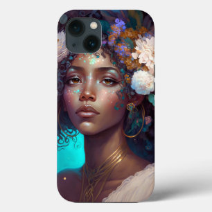 Afro-Americano Deusa Negra Rainha Fantasia Art C