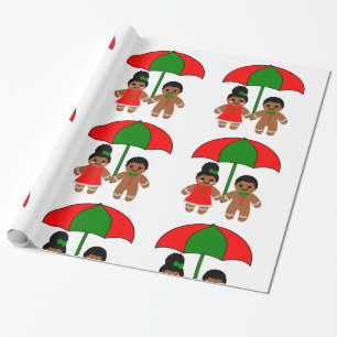 Afro Gingerbread man, presente de Natal, papel de 