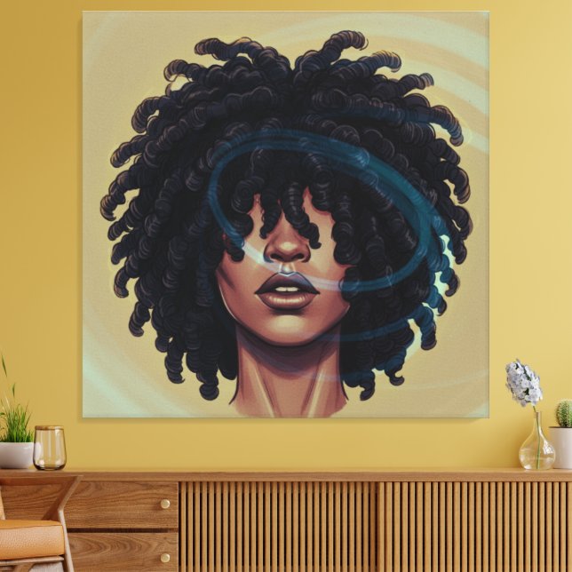 Afro Glow Canvas – Modern Black Art (Insitu(Sala de estar))