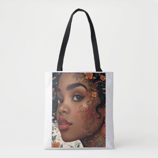 Afrocentric Floral Portrait Tote | Serenity Noire (Frente)
