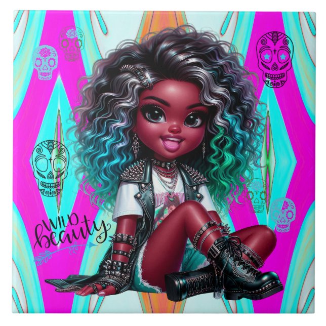 Afropunk Wild Beauty Azulejo Cerâmico (Frente)