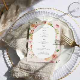 Afterglow Floral Garden Blooms Wedding Menu