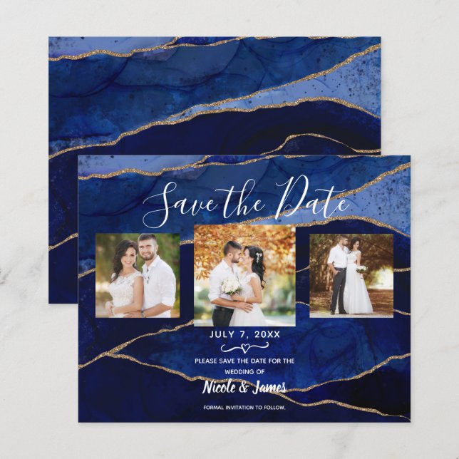 Ágata Azul e Dourada Salva o Dia do Casamento Mode (Frente/Verso)