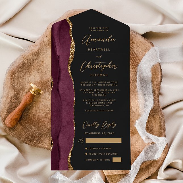Ágata Burgundy Dourado Script Dark (Criador carregado)