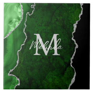 Ágata de Mármore Verde e Prata