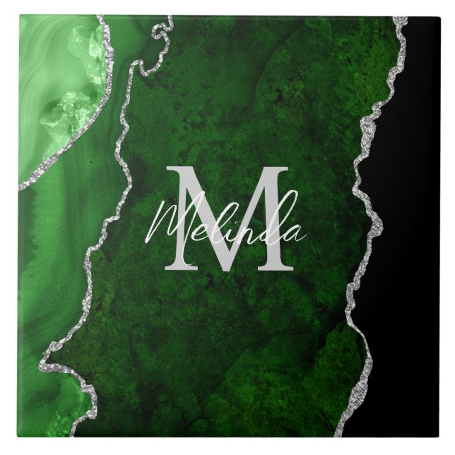 Ágata de Mármore Verde e Prata (Frente)