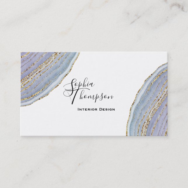 Ágata Dourado moderna de Geode da lavanda - cartão (Frente)