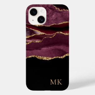 Ágata em Mármore Dourado Moderno e Burgundy com Mo