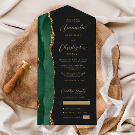Ágata Esmeralda Verde Dourado Script Casamento Esc