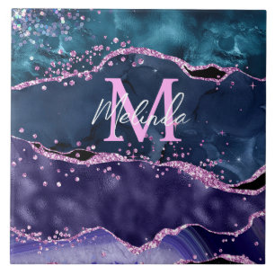 Ágata Oceânica Brilhante Azul Marinho e Roxo
