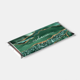 Ágata Verde Dourado Brilho Geodo Mármore Nome Pers