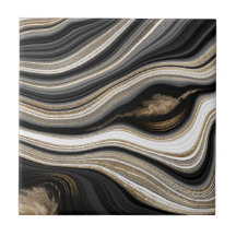 Agate Black White e Gold Flule Marble Moderno