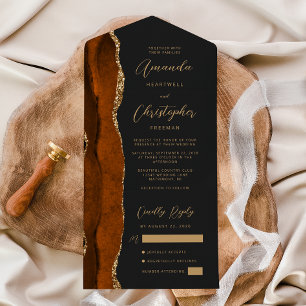 Agate Burnt Orange Dourado Script Dark