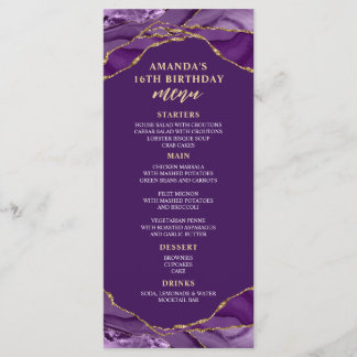 Agate Design Purple e Dourado Menu