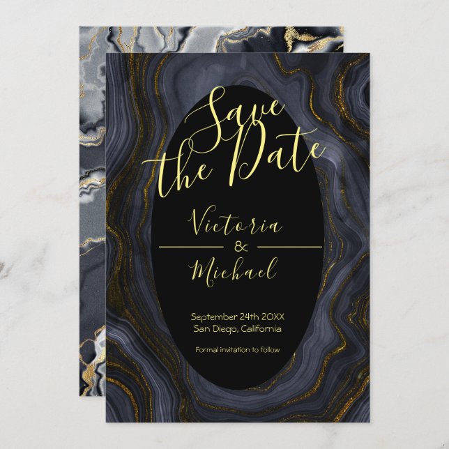 Agate Dourado Salve os convites de data (Frente/Verso)