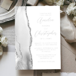 Agate Gray Silver Script Wedding