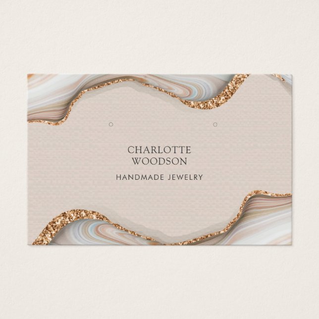 Agate Marble Blush Geode Earrando Horizontal (Frente)