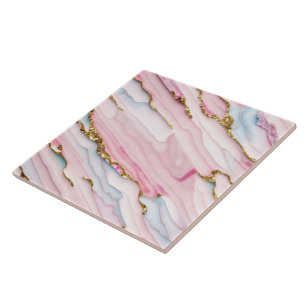 Agate Marble Trendy Blue Coleção Dourada Rosa