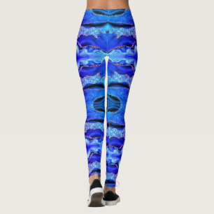 Agate Neon Blue Glitter Marble Leggings