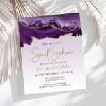 Agate Orçamental Roxo Ombre Dourado Sweet 16 Convi<br><div class="desc">Este convite de aniversário de 16 anos da Trendy apresenta uma imagem de aquarela de um geode agado em tons de roxo com falsos realces de brilho dourado. As palavras "Doce Dezesseis" aparecem na falsa brilha dourada em letra decorativa moderna de escrita manual. Personalize-o com o nome da honestidade em...</div>