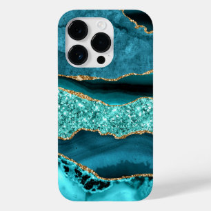Agate Teal Blue Glitter Marble Aqua Turquoise