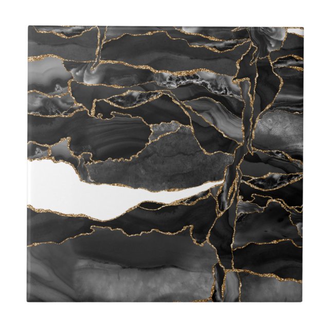 Agato de brilho preto e Dourado (Frente)