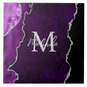 Agato de mármore roxo e prateado