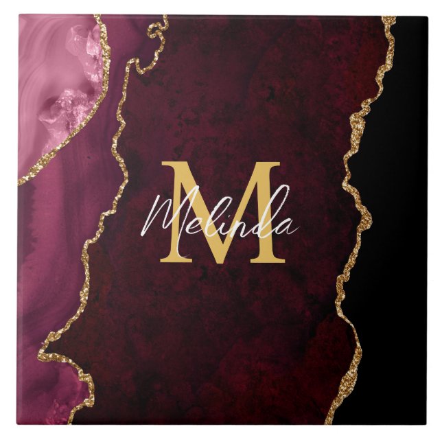 Agato de mármore vermelho e Dourado (Frente)