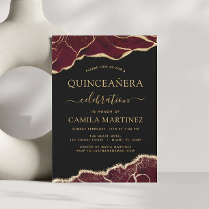 Agato de Orçamento Burgundy Quinceañera Dourada 