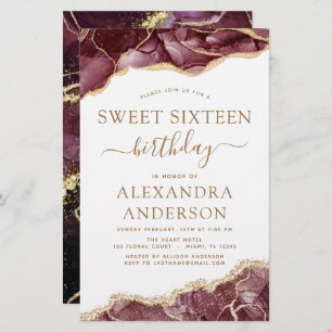 Agato de Orçamento Doce 16 Borgonha Dourada