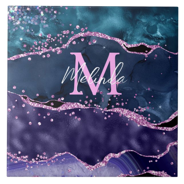 Agato do Oceano Glitor Azul-marinho e Roxo (Frente)