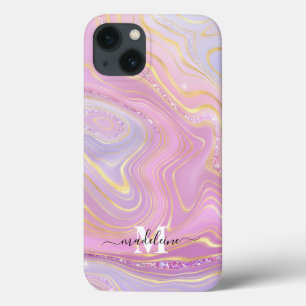 Agato Iridescente De Cristal Rosa E Roxo