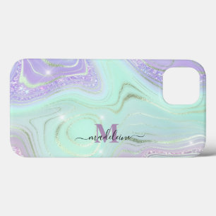 Agato Iridescente de Cristal Roxo Aqua