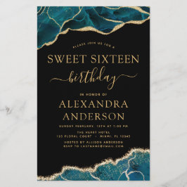 Agato Orçamental Turquesa Doce 16 Teal Dourado