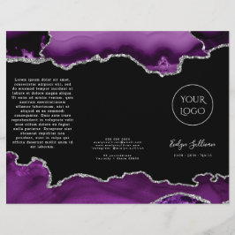 agato roxo e prateado em brochura preta