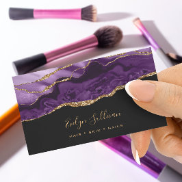 agato roxo sobre cartão de visita preto